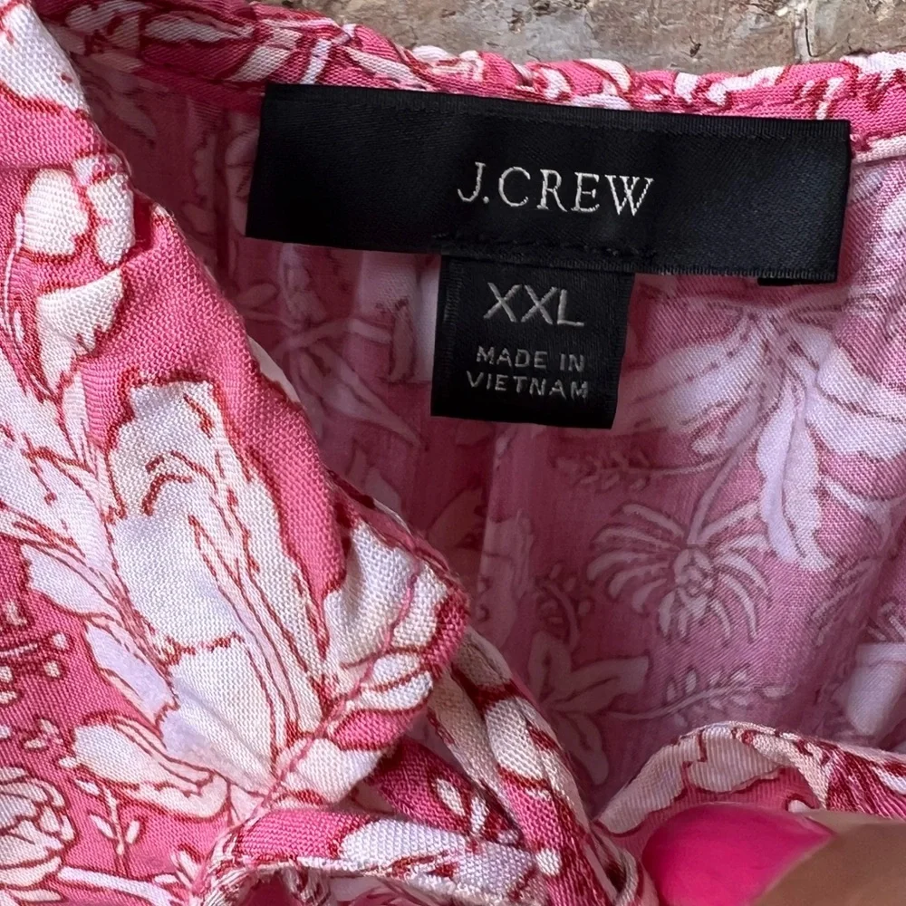 J. Crew Tiered Maxi Dress in Pink Dark Flamingo Tossed Floral